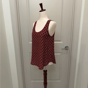 Fifteen Twenty - Red & Black Geometric Silk Tank Top - S